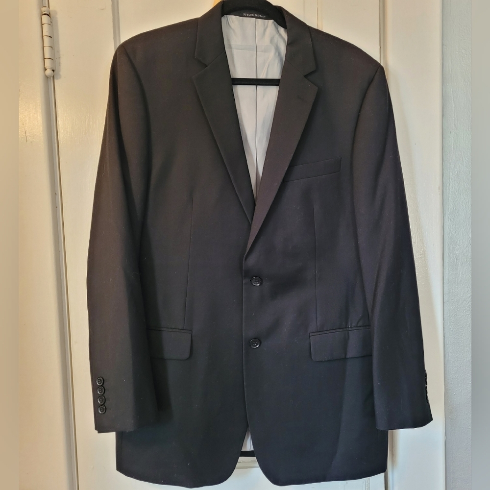 Mens Renoir Black Two Button Italian Styling Suit Jacket Coat L40/34 EUC